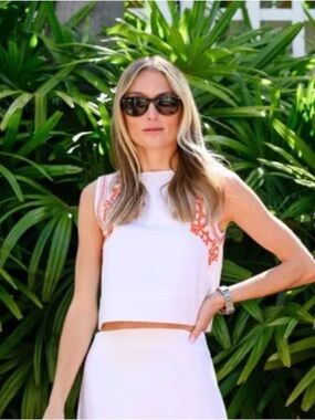 Julia Amory Mustique Embroidered Top XS